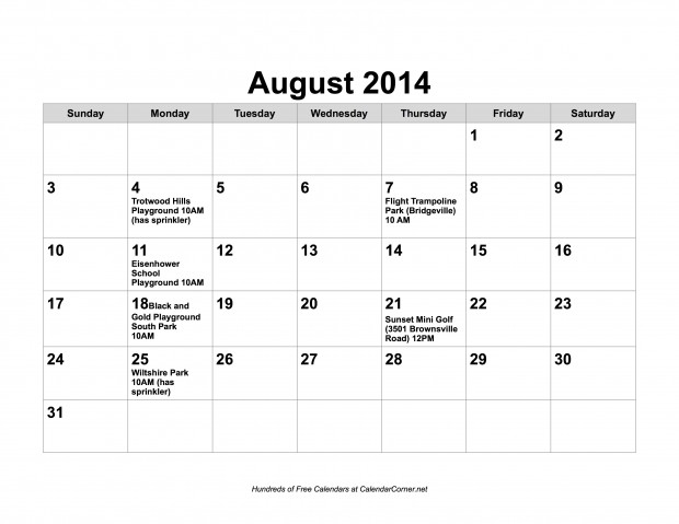 2014 Summer Schedule_August