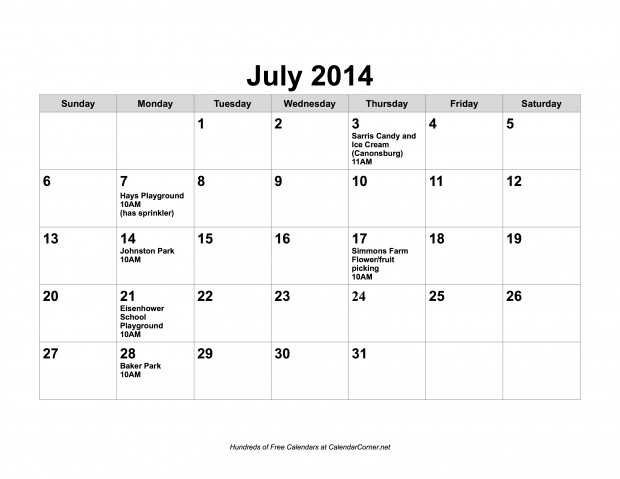 2014 Summer Schedule_July