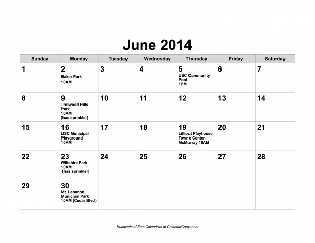 2014 Summer Schedule_June